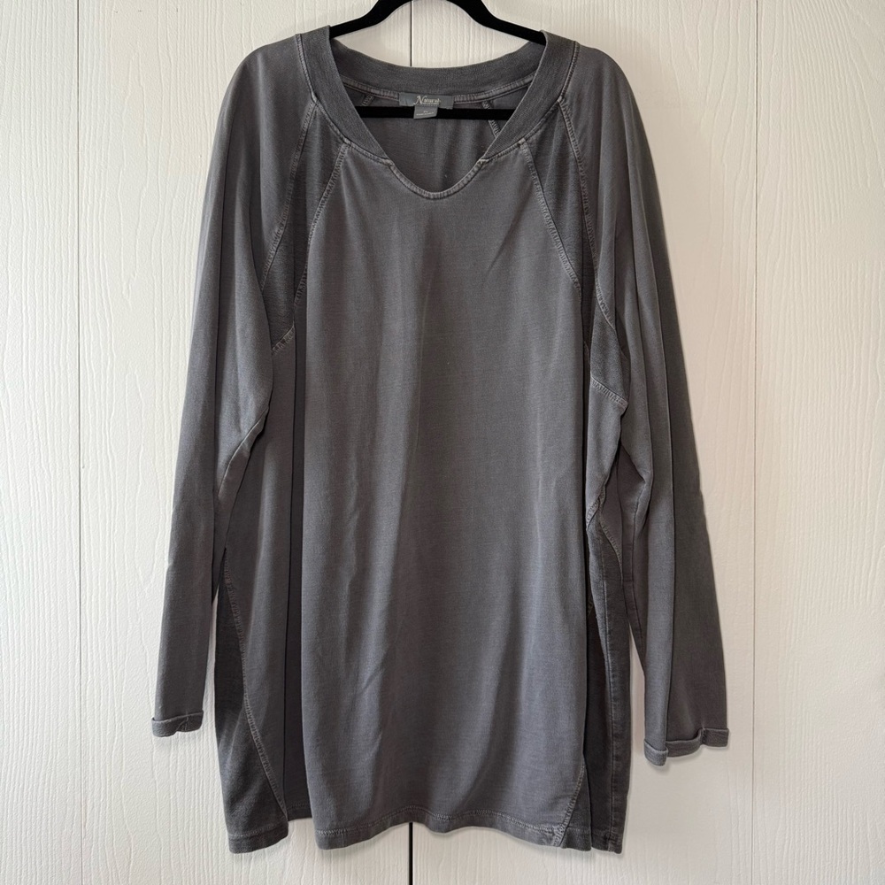 Natural Reflections shirt Womens Size 2X Long Sleeve Charcoal Gray